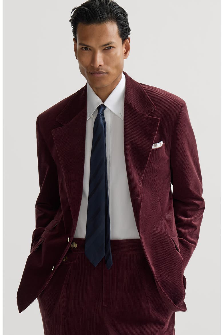 Comfort cotton and cashmere corduroy Cavallo Tailor blazer with metal buttons, Alternate, color, Bordeaux