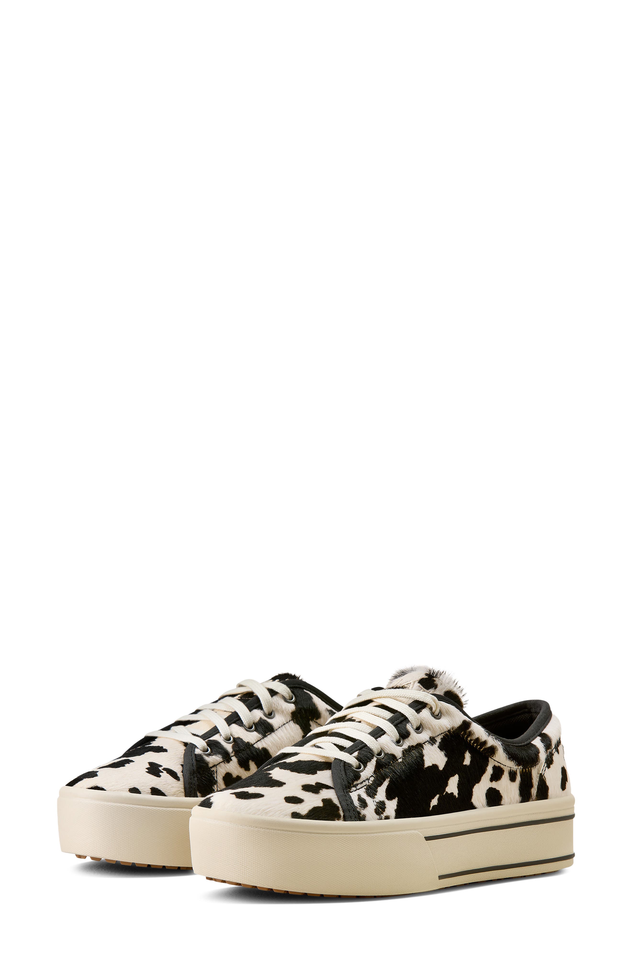 Skylar Croc Embossed Leather Sneaker, Alternate, color, BLACK/ WHITE HAIR ON