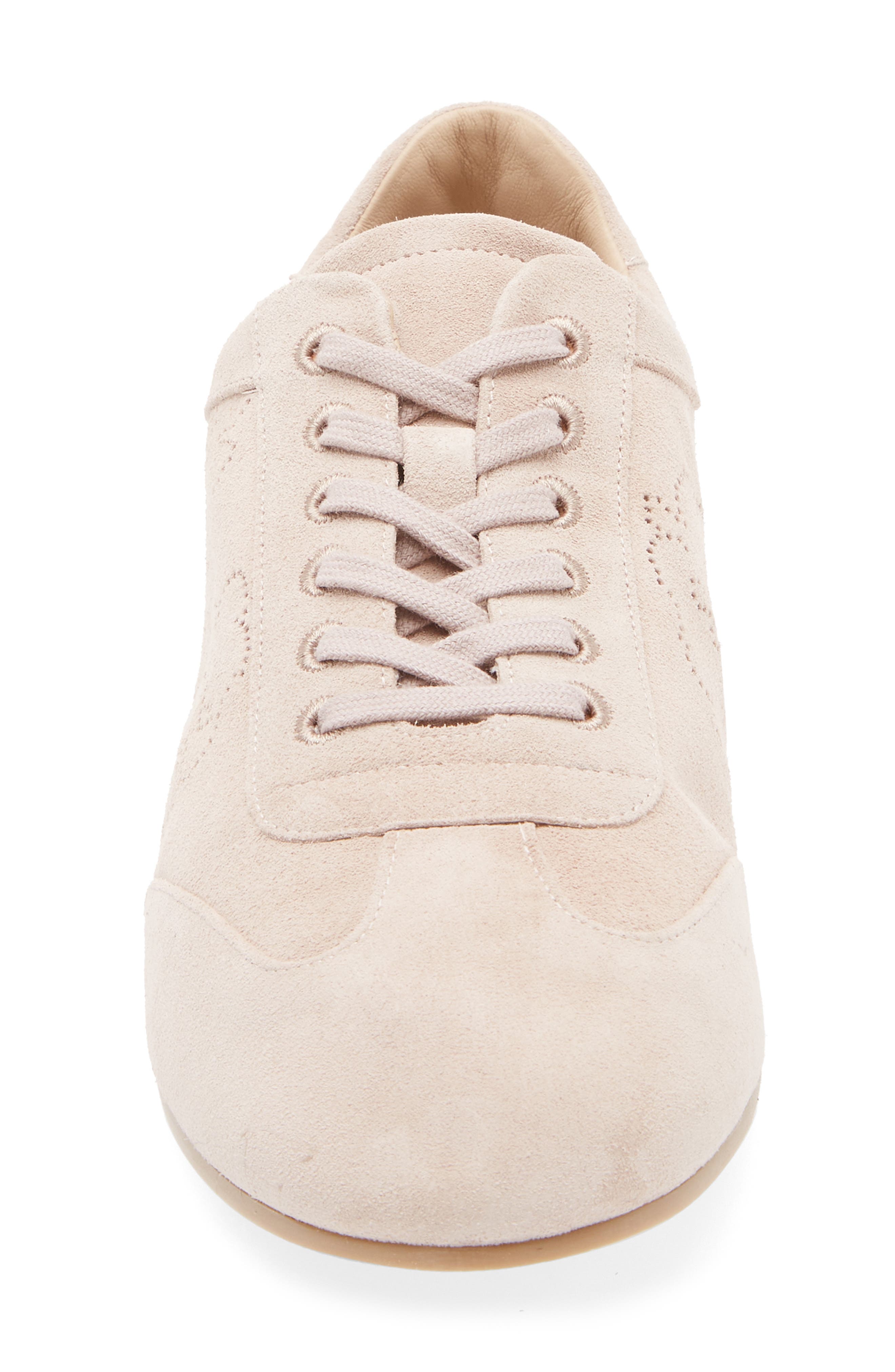 Stuart Weitzman Cruz Perforated Suede Sneaker, Alternate, color, Cipria