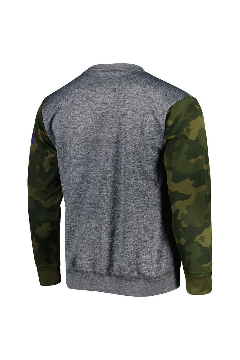 Men's Fanatics Branded Heather Charcoal Philadelphia 76ers Camo Stitched Sweatshirt, Alternate, color, Heather Charcoal