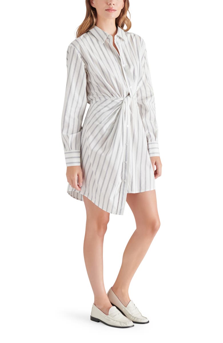Steve Madden Nadia Stripe Knot Long Sleeve Shirtdress, Alternate, color,