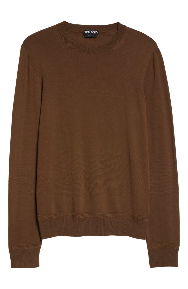 TOM FORD Fine Gauge Merino Wool Sweater, Alternate, color, Wood