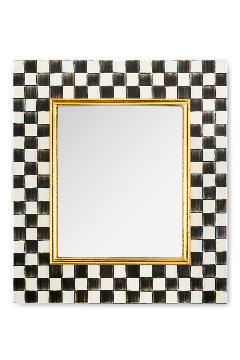 Courtly Check Enamel Wall Mirror, Main, color, BLACK
