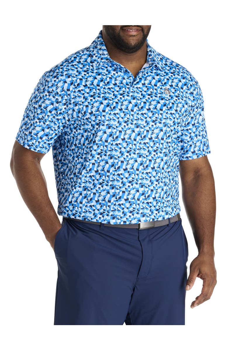 Original Penguin Big & Tall Underwater Mosaic Performance Polo Shirt, Main, color, French Blue