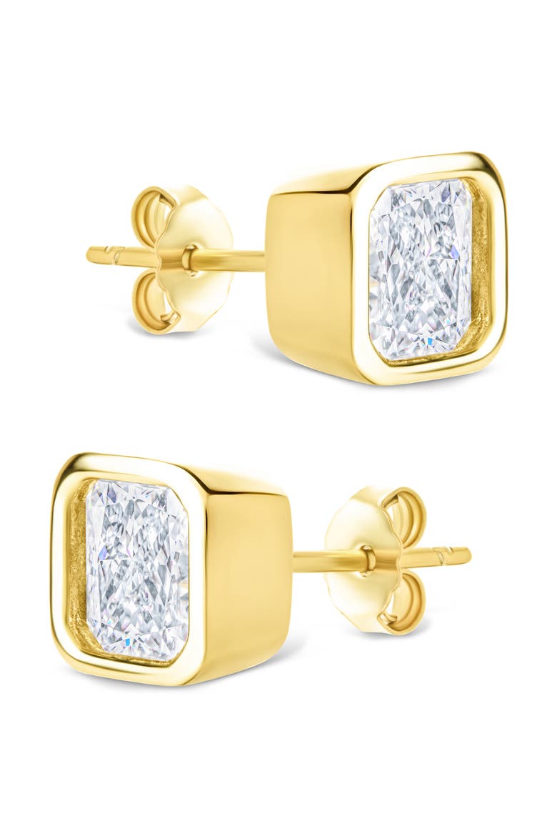 Asscher-Cut Cubic Zirconia Stud Earrings, Alternate, color, GOLD