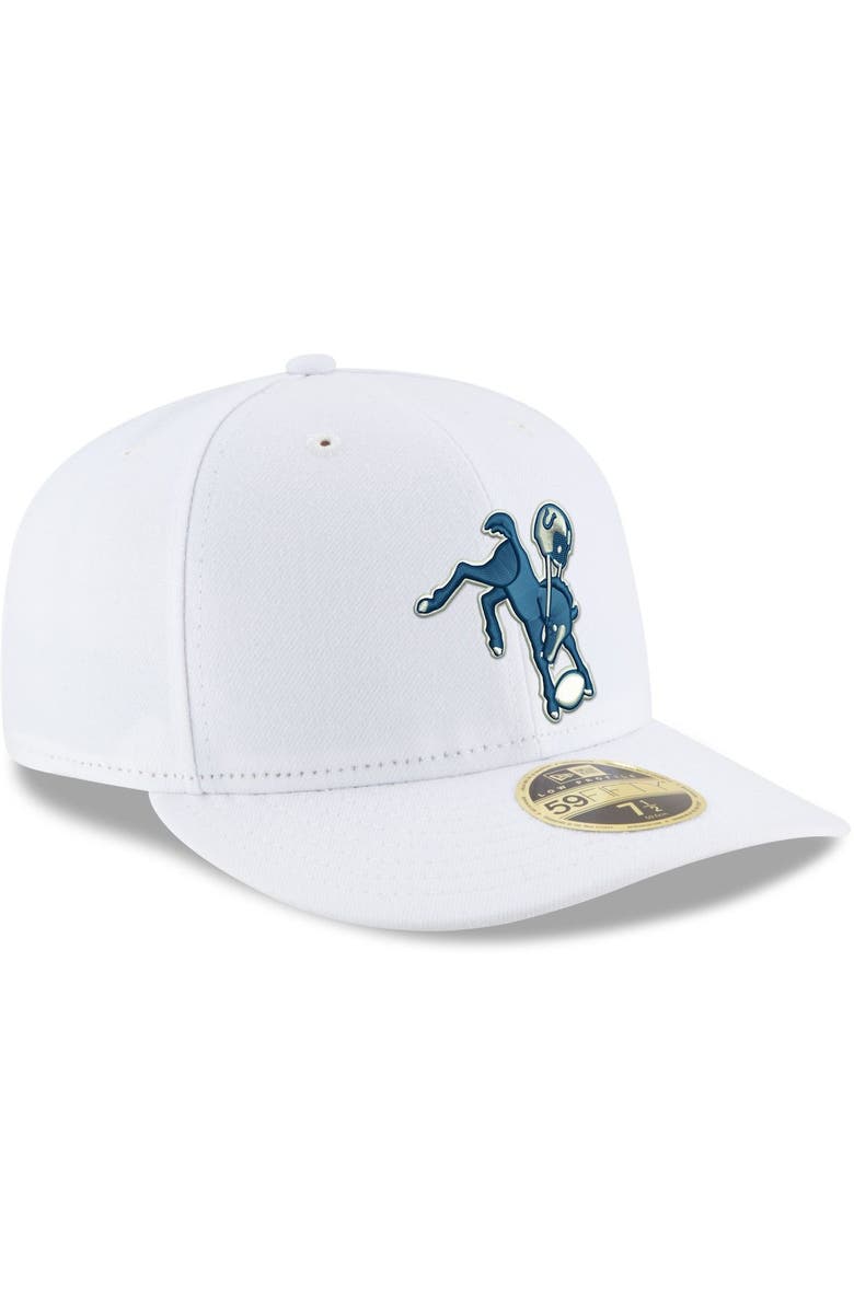 New Era Men's New Era White Indianapolis Colts Historic Logo Omaha Low Profile 59FIFTY Fitted Hat, Alternate, color,