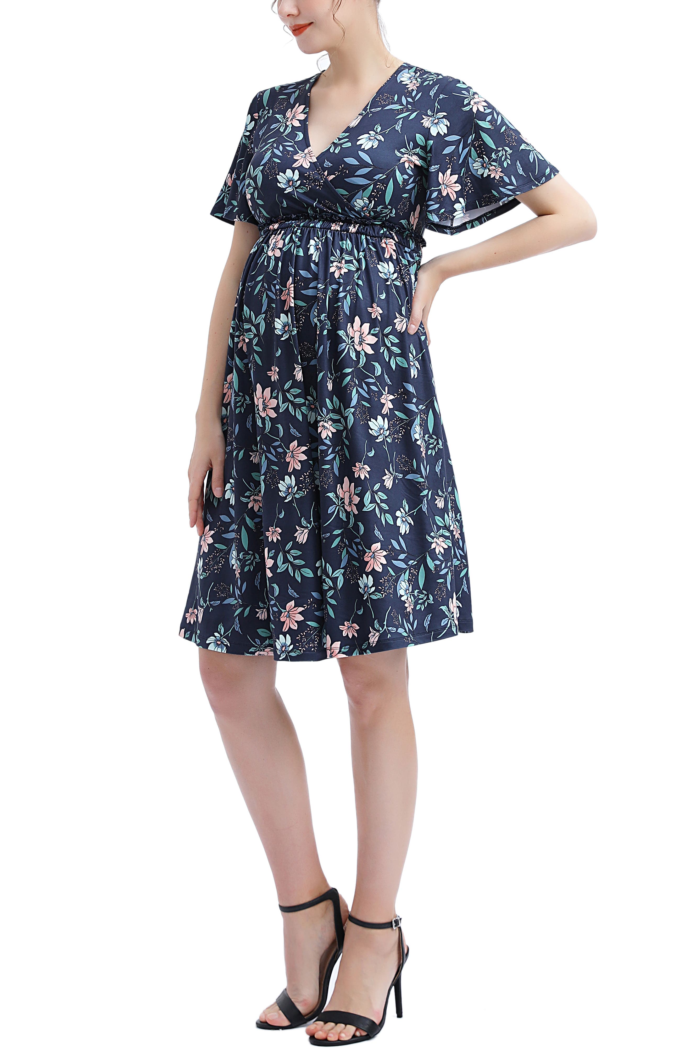 Kimi and Kai Everly Floral Fit & Flare Maternity/Nursing Dress (Women ...