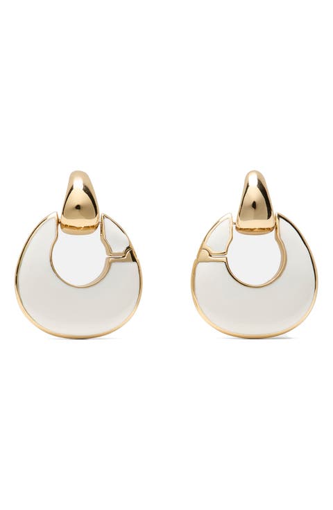 Enamel Drop Hoop Earrings