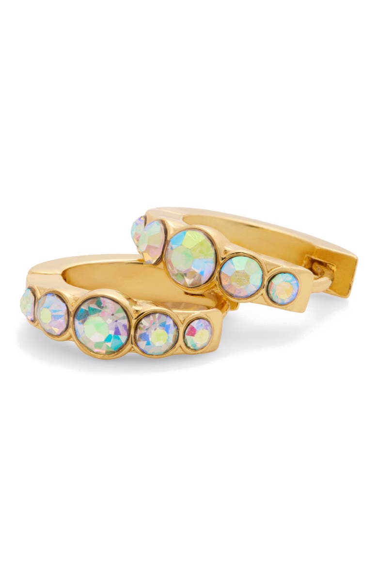 Stone Huggie Hoop Earrings, Alternate, color, CRYSTAL