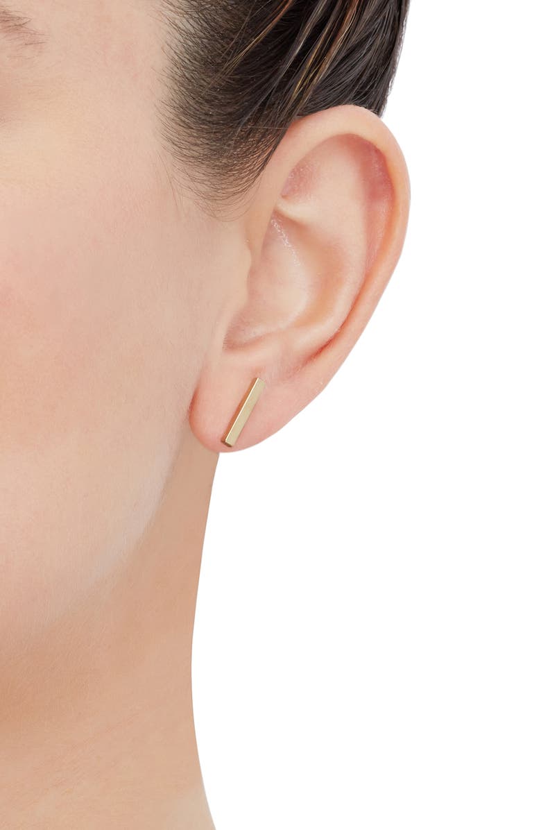 Frankie & Zoe 14K Gold Bar Stud Earrings, Alternate, color, 