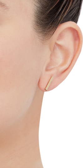 14K Gold Bar Stud Earrings