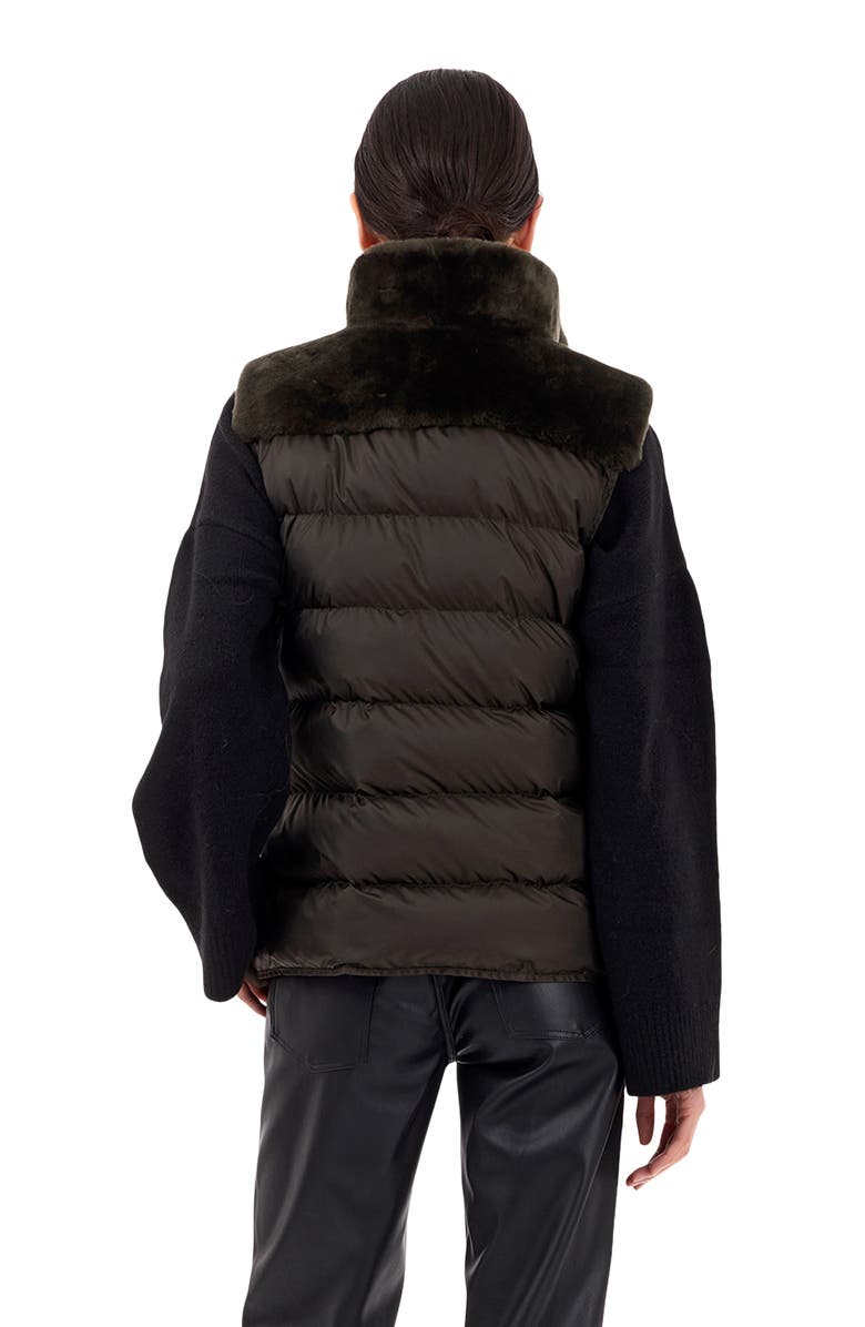 GORSKI Horizontal Shearling Lamb Zip Vest With Quilted Back, Alternate, color, Army Green/Army Green