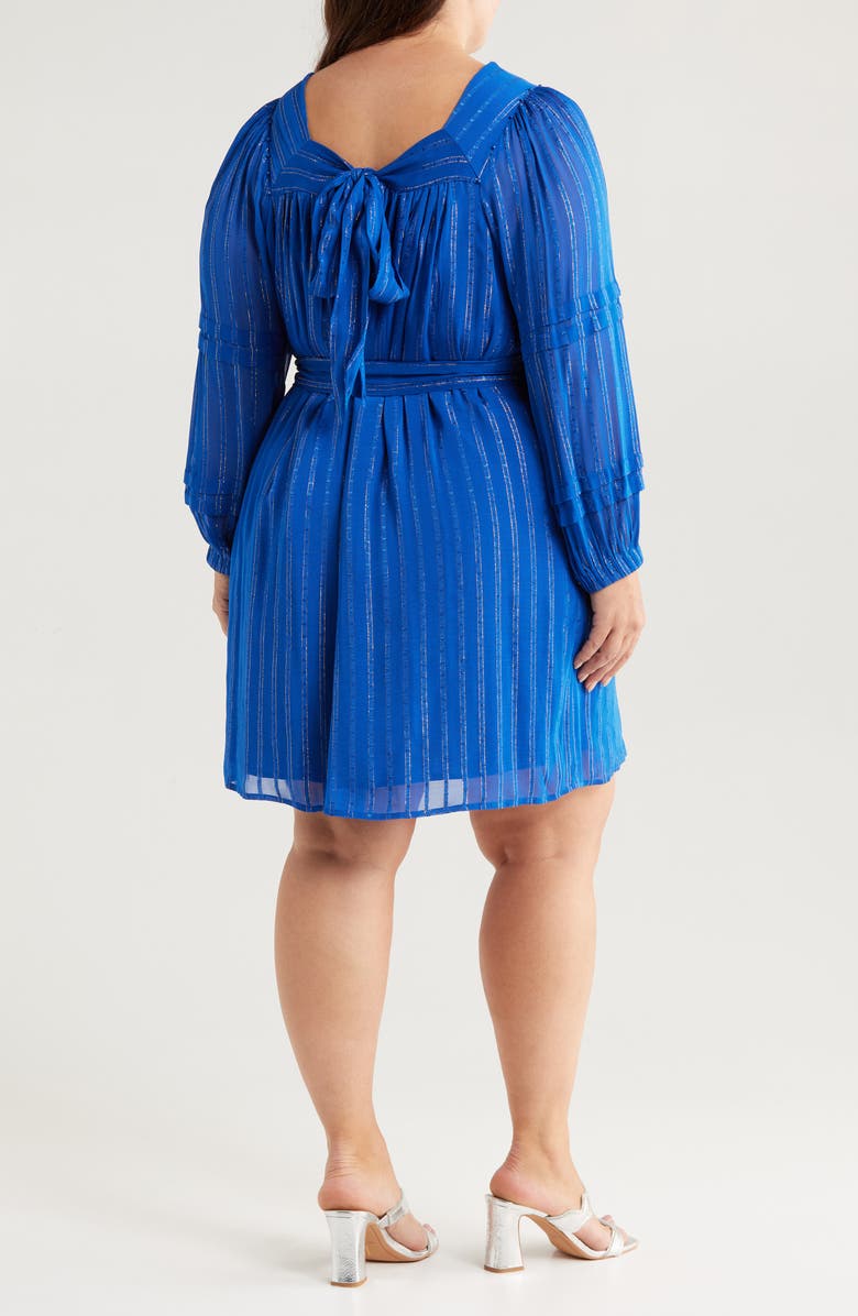 CIEBON Bera Metallic Stripe Long Sleeve Dress, Alternate, color, Cobalt Blue