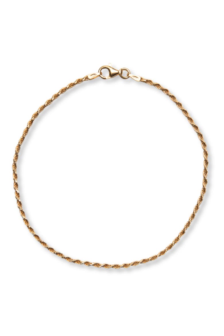 18K Gold Plate Sterling Silver Diamond Cut Anklet, Main, color, GOLD