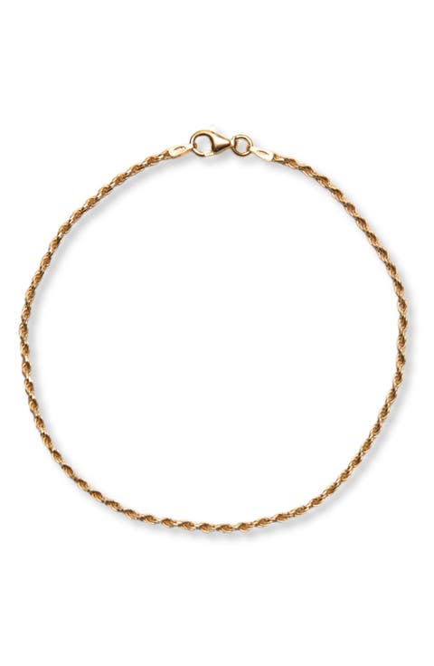 18K Gold Plate Sterling Silver Diamond Cut Anklet