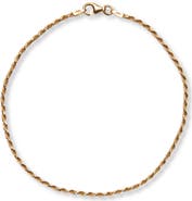 Argento Vivo Sterling Silver 18K Gold Plate Sterling Silver Diamond Cut Anklet