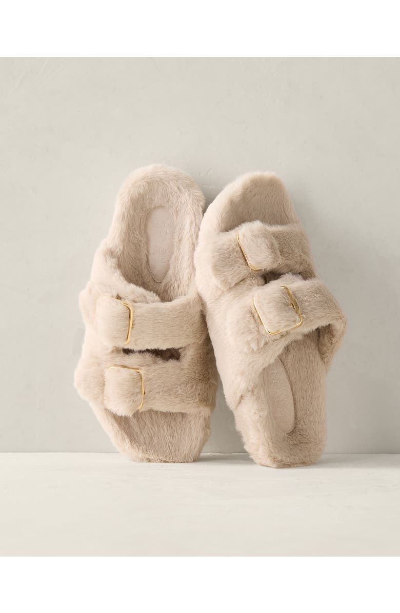 Haven Well Within Faux Fur Buckle Molded Slipper, Main, color, Cafe Latte