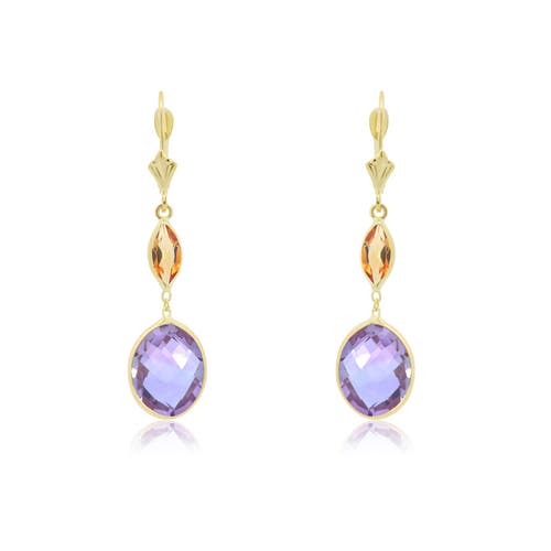 The Lovery Fine Jewelry Amethyst And Citrine Drop Dangle Earrings In Purple