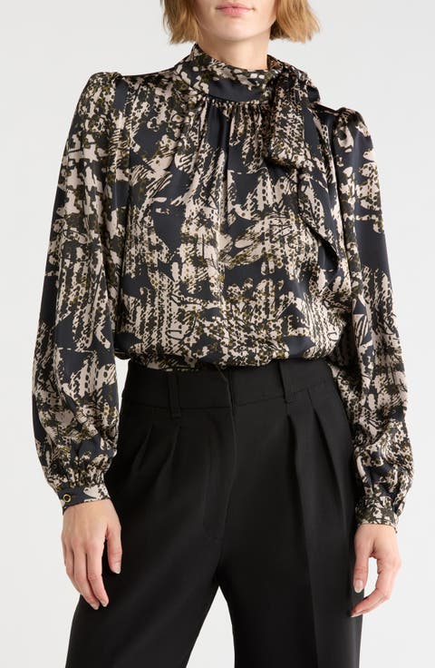 Livia Tie Neck Long Sleeve Top