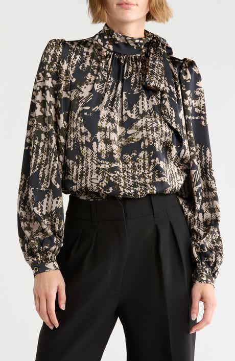 Livia Tie Neck Long Sleeve Top