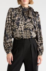 Ramy Brook Livia Tie Neck Long Sleeve Top