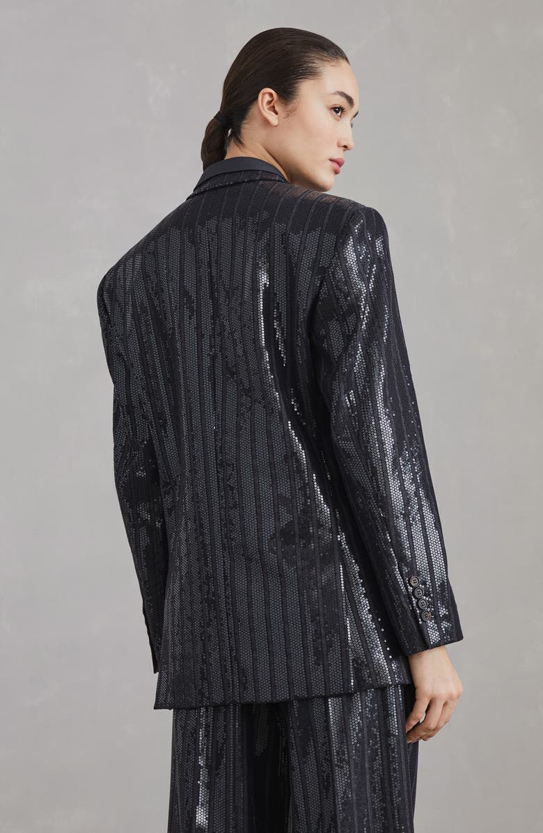 Brunello Cucinelli Comfort virgin wool chalk stripe blazer with dazzling embroidery, Alternate, color,