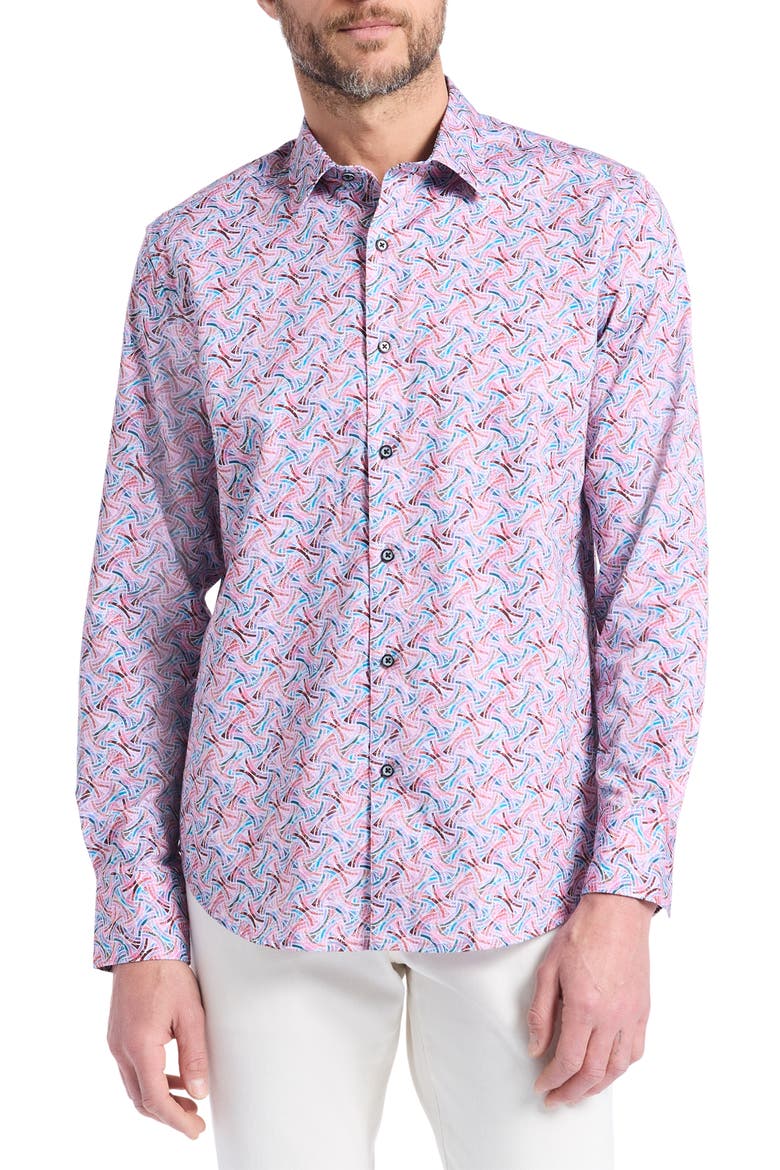 Brucknell Cotton Button-Up Shirt, Main, color, PINK MULTI