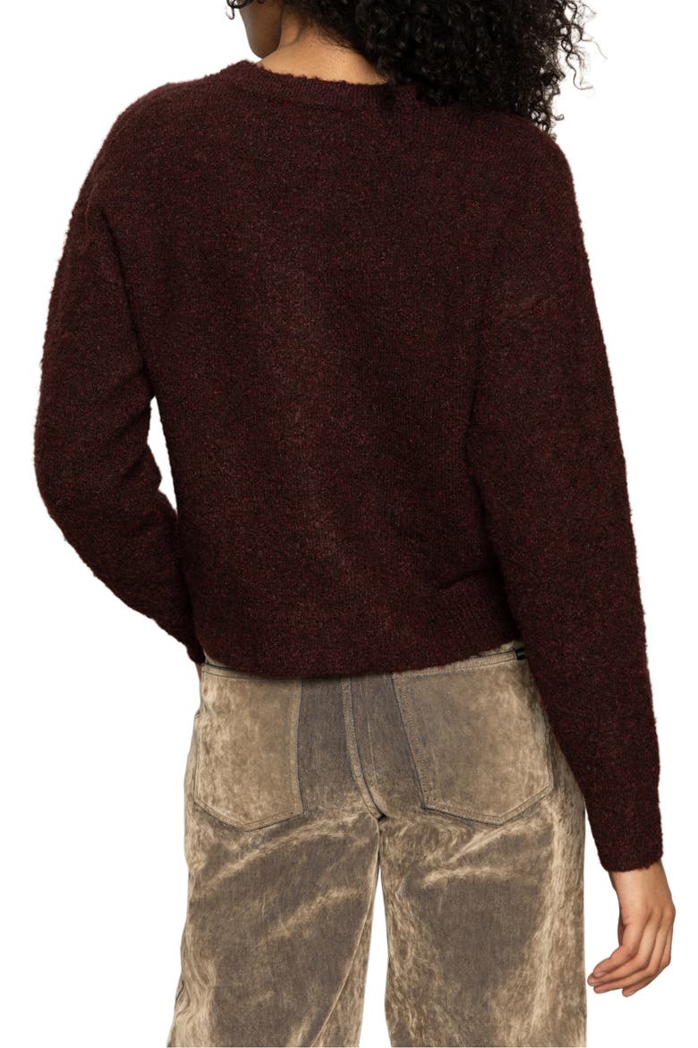 Bouclé Cardigan, Alternate, color, DARK CRIMSON RED
