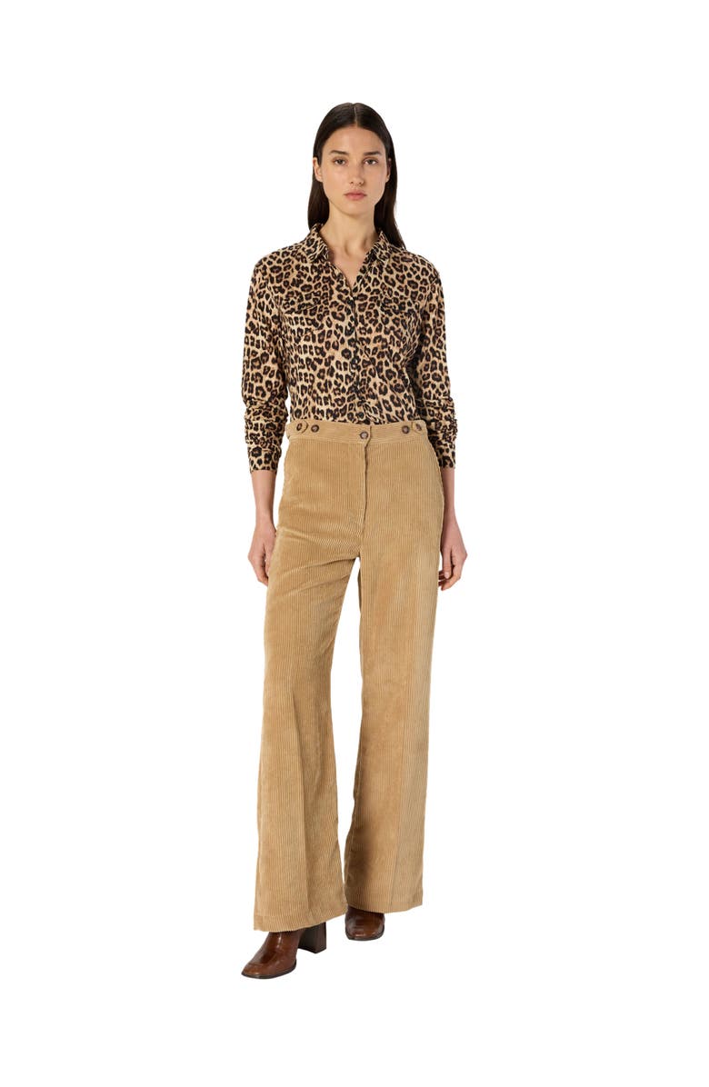 GERARD DAREL Heloise Leopard Print Long Sleeve Shirt, Alternate, color, Camel
