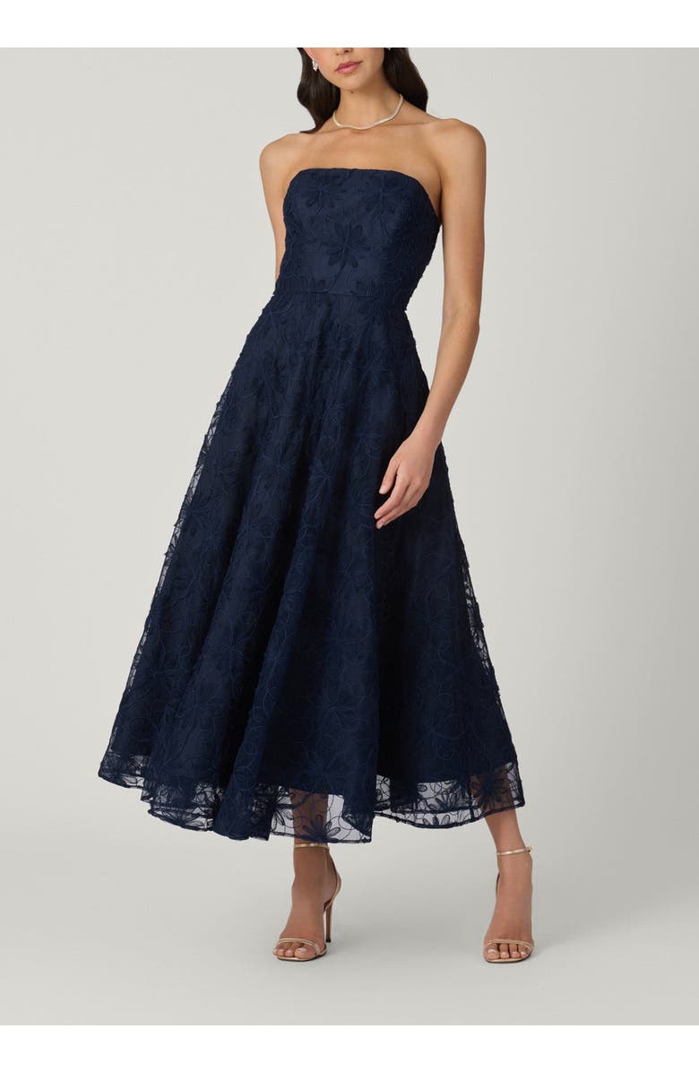 Shoshanna Midnight McCall Embroidered Mesh Dress, Main, color, Navy