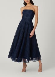 Shoshanna Midnight McCall Embroidered Mesh Dress