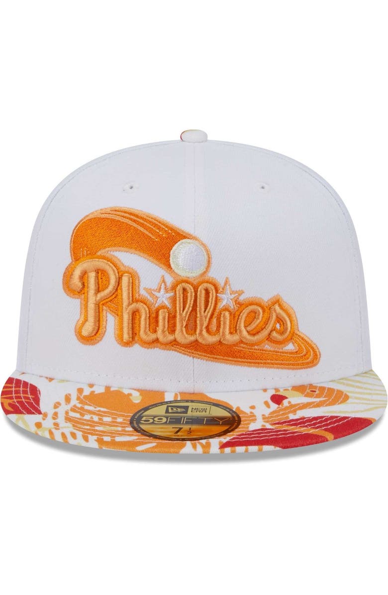 New Era Men's New Era White/Orange Philadelphia Phillies Flamingo 59FIFTY Fitted Hat, Alternate, color,