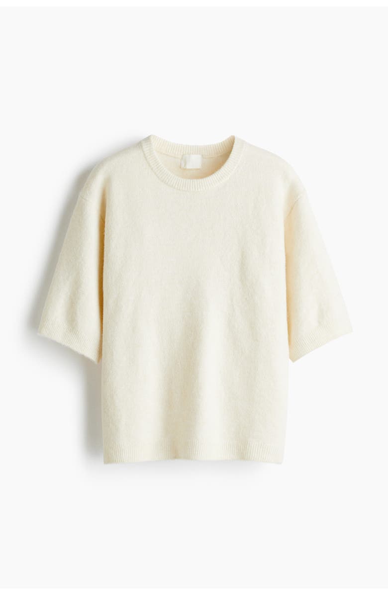 H&M Knitted T-shirt, Main, color, Cream