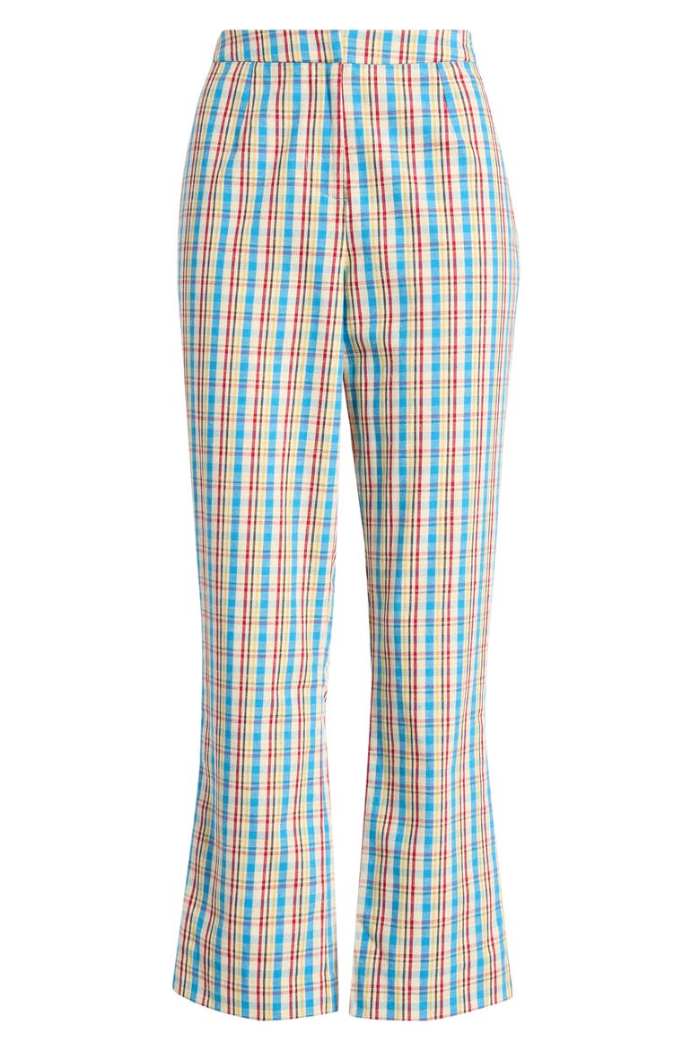 Iria Check Cotton & Linen Capri Pants, Alternate, color, SOFIA CHECK