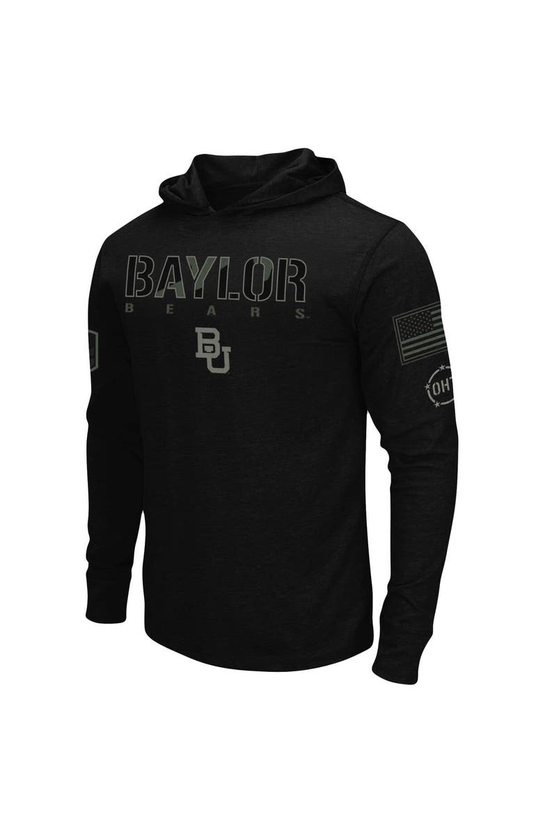 COLOSSEUM Men's Colosseum Black Baylor Bears OHT Military Appreciation Hoodie Long Sleeve T-Shirt, Alternate, color, 