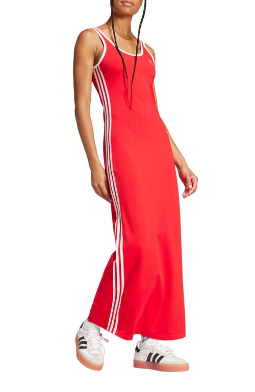 Adidas Originals Adicolor 3-stripes Tank Maxi Dress In Better Scarlet/white