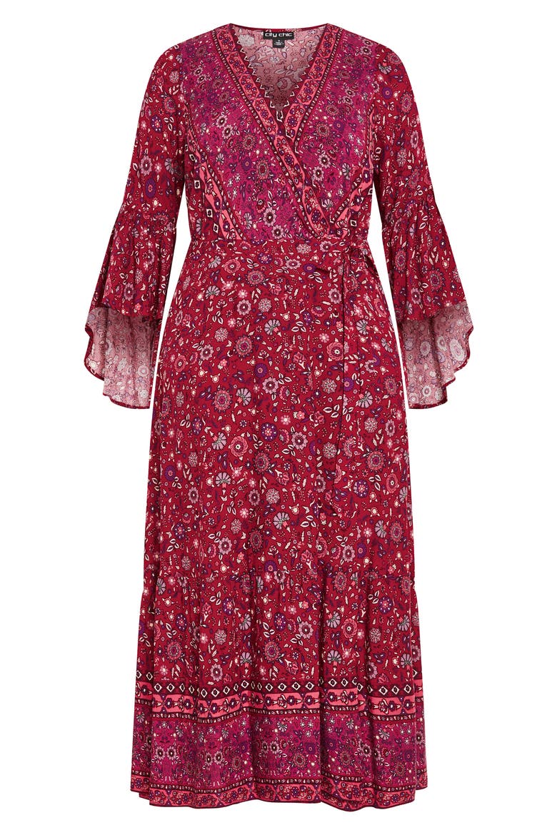 Adhara Mixed Print Long Sleeve Maxi Dress, Alternate, color, RED