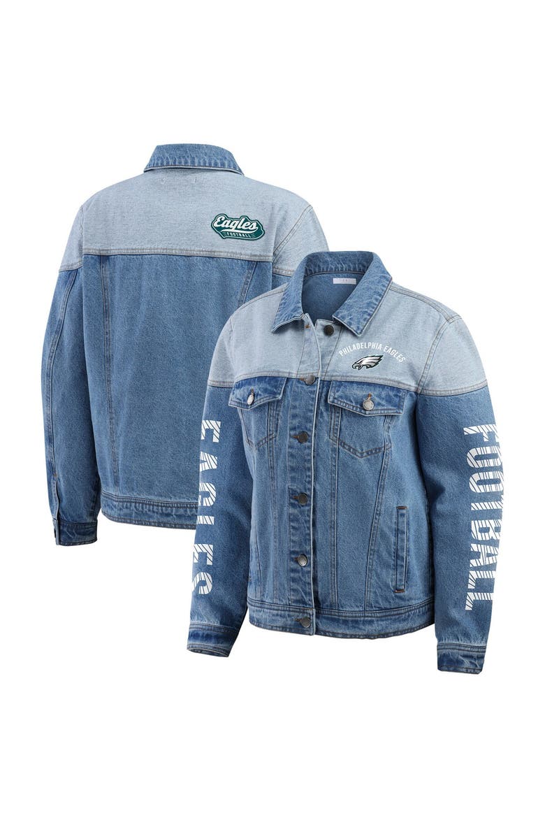 Women's WEAR by Erin Andrews  Philadelphia Eagles Full-Button Denim Jacket, Main, color, Denim