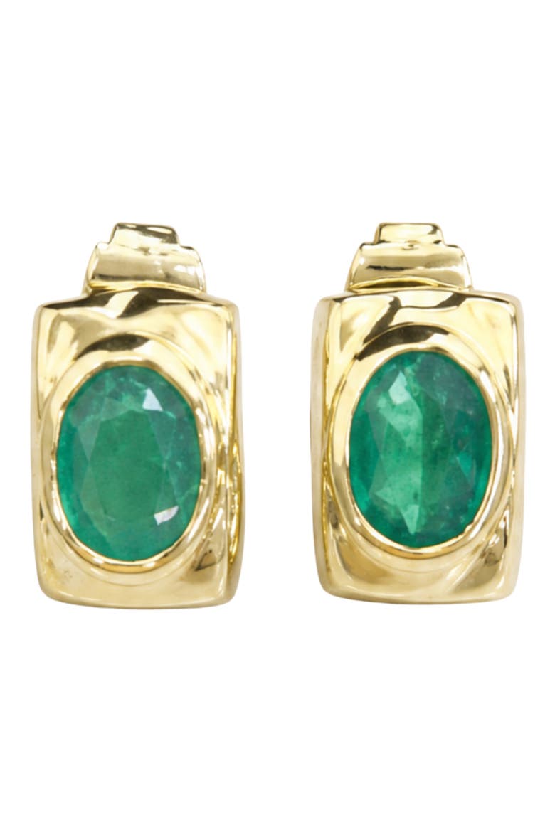 Stone Rectangular Huggie Hoop Earrings, Main, color, GOLD