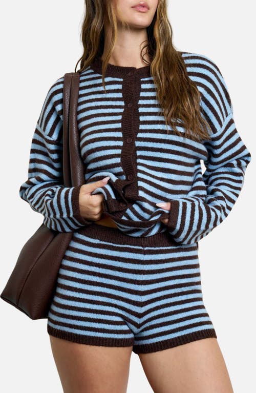 Blu Pepper Stripe Cardigan In Blue
