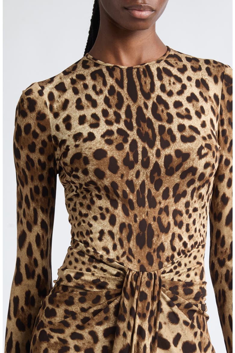 Leopard Print Long Sleeve Midi Dress, Alternate, color, LEO NEW