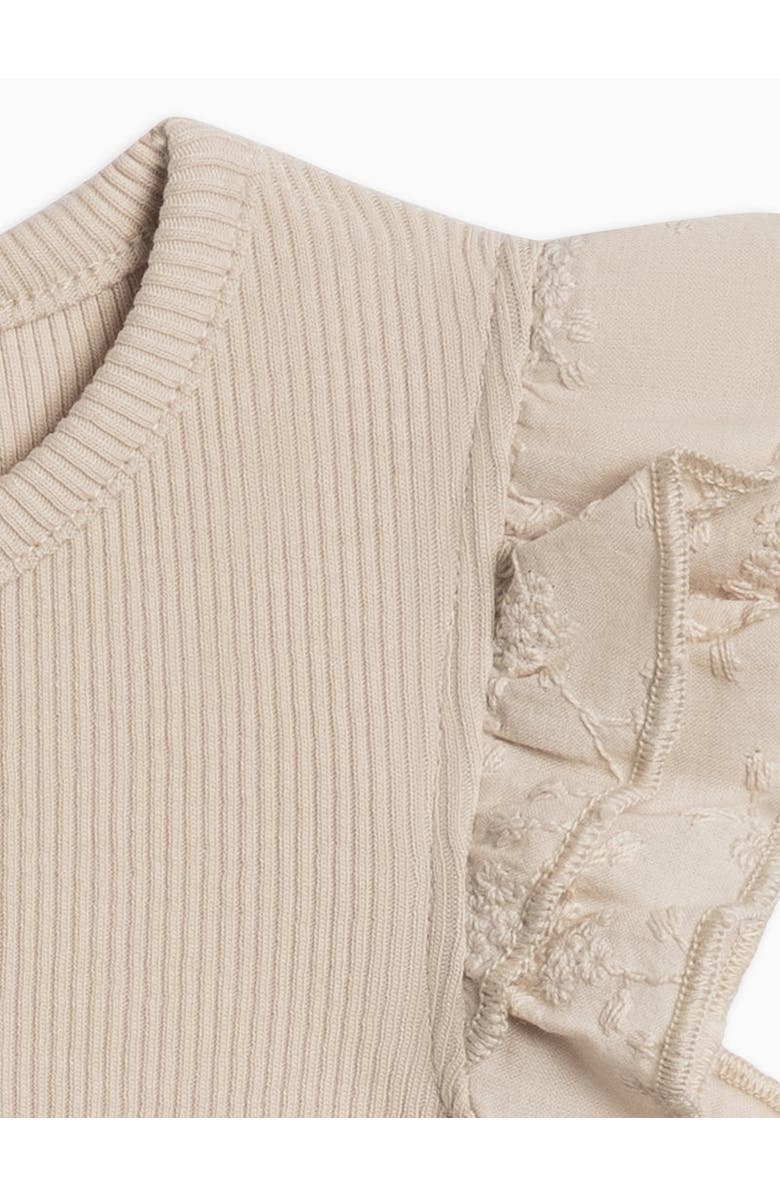 Colored Organics Daphne Ribbed Tank with Eyelet Ruffle, Alternate, color, Oat