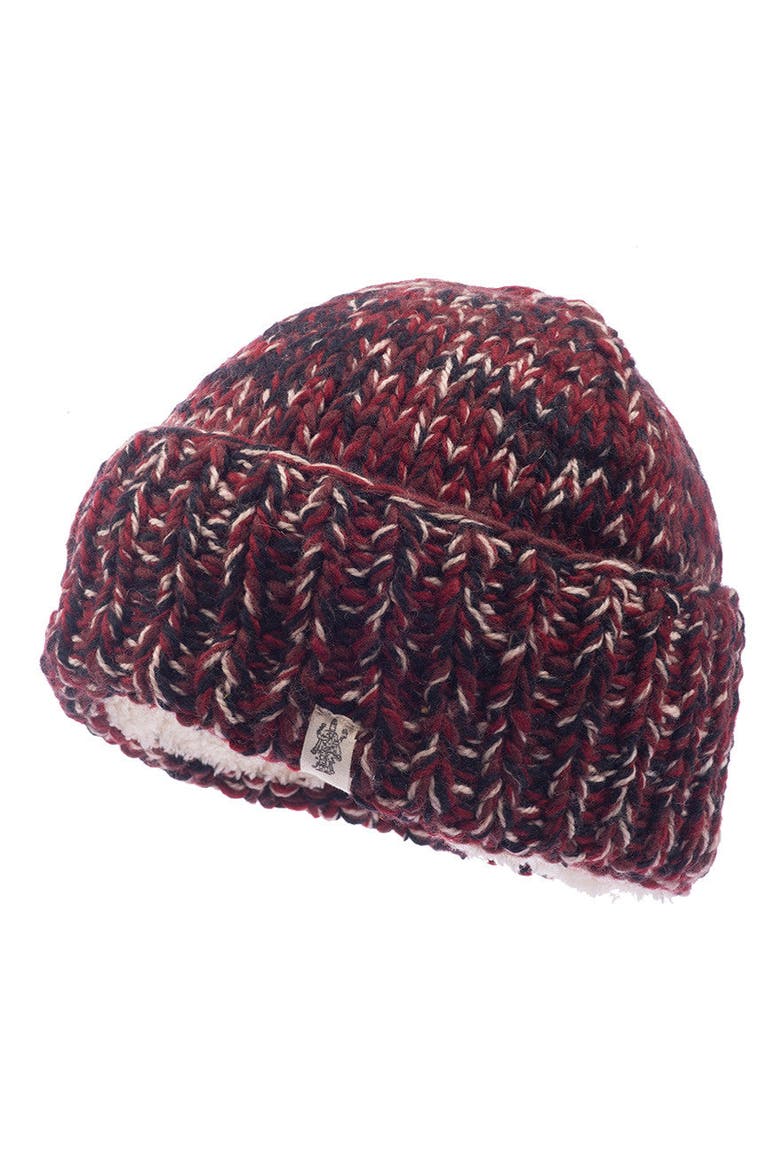Marbled Rib Fold Beanie, Main, color, Burgundy