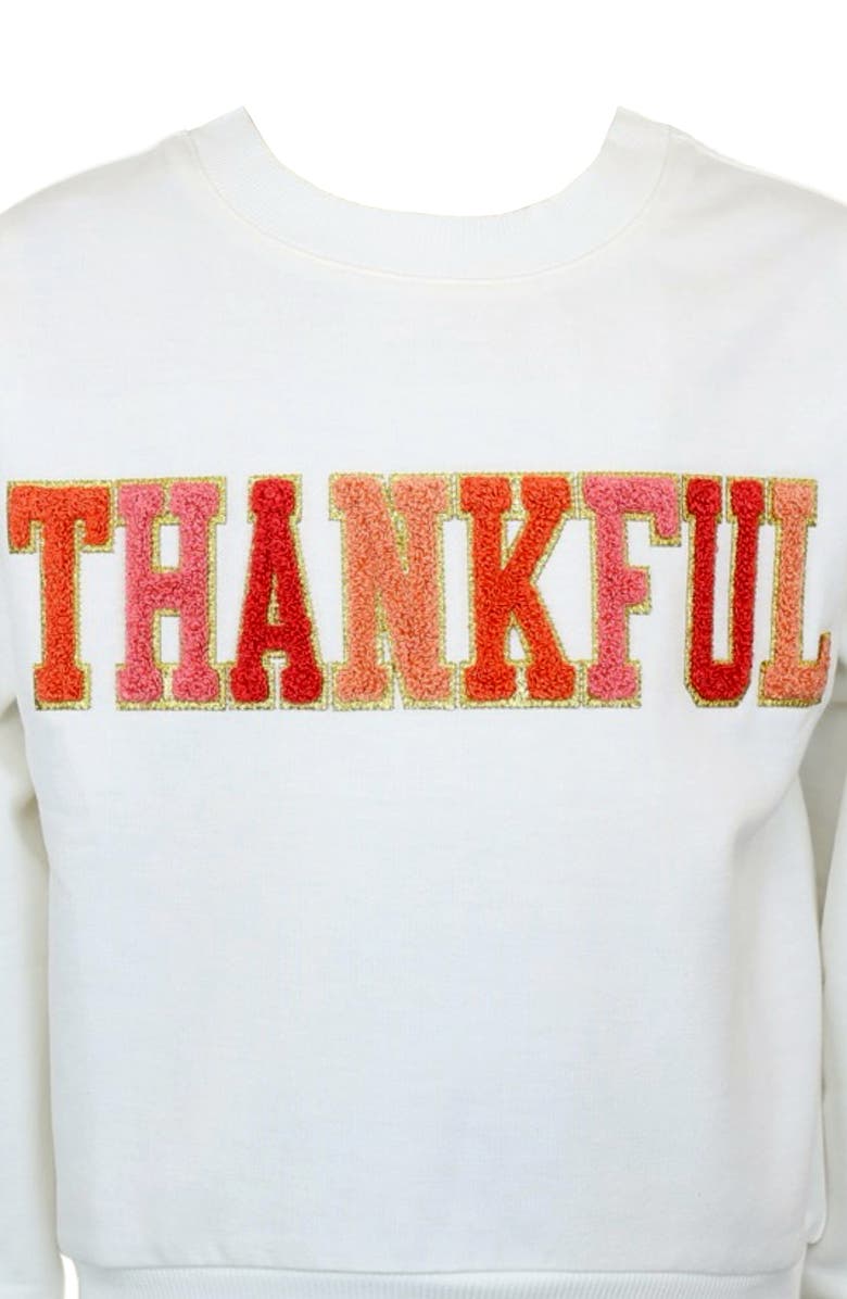 Zunie Kids' Thankful Sweatshirt, Alternate, color, Ivory