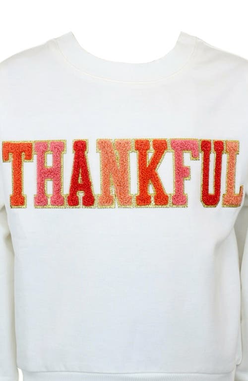 Zunie Kids' Thankful Sweatshirt In White