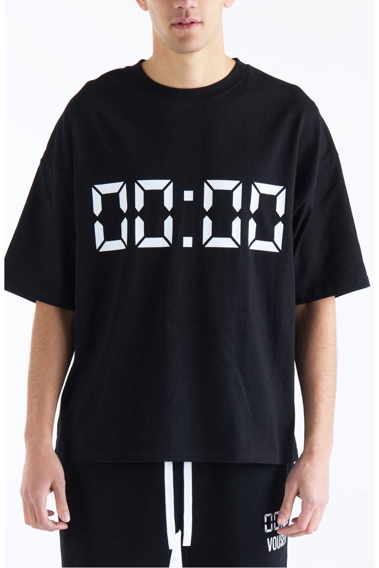 Us Against Time Oversize Cotton Graphic T-Shirt, Main, color, BLACK