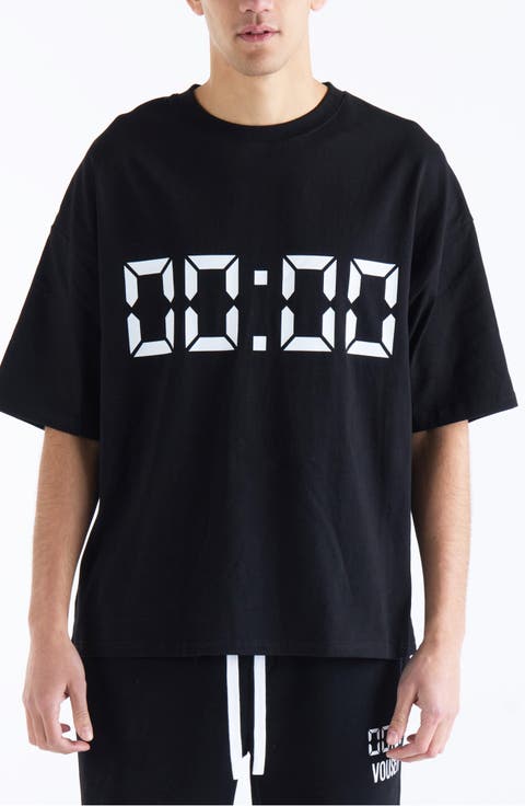 Us Against Time Oversize Cotton Graphic T-Shirt