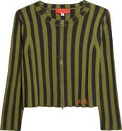 Eckhaus Latta Keyboard Stripe Merino Wool Crop Zip Cardigan