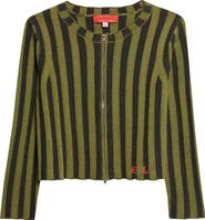 Eckhaus Latta Keyboard Stripe Merino Wool Crop Zip Cardigan