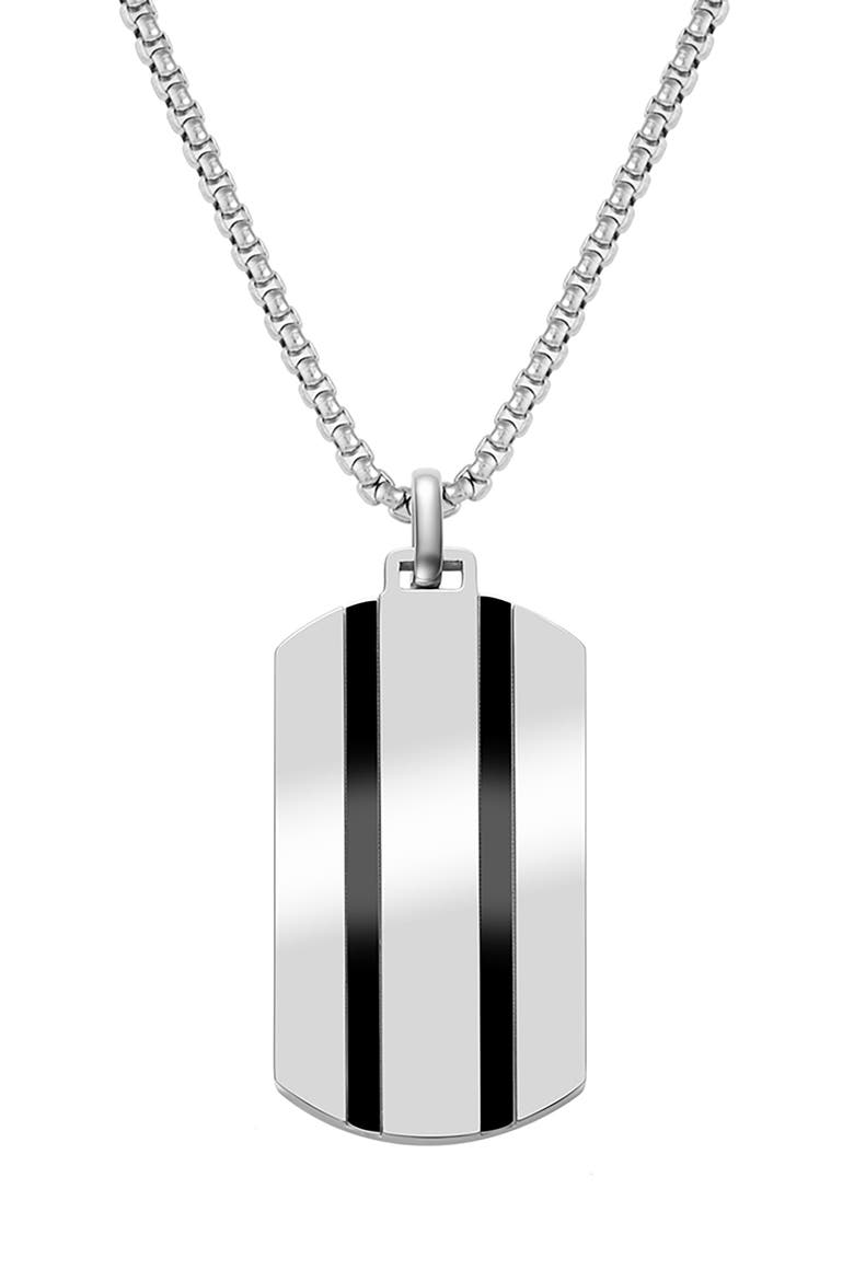 Men's Stripe Dog Tag Pendant Necklace, Main, color, SILVER